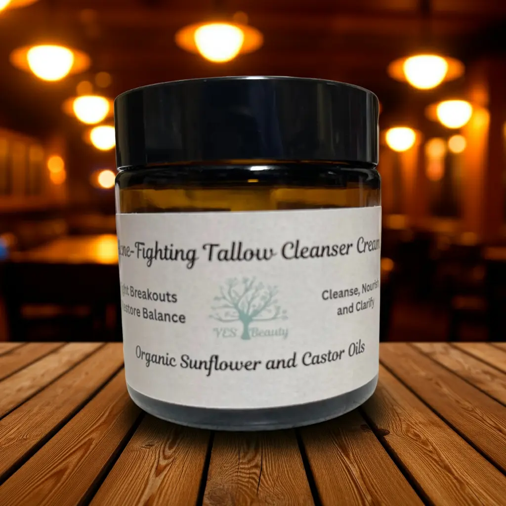 Acne-Fighting Cream w/Tallow, Organic Honey, Sunflower & Castor Oils Yes Beauty