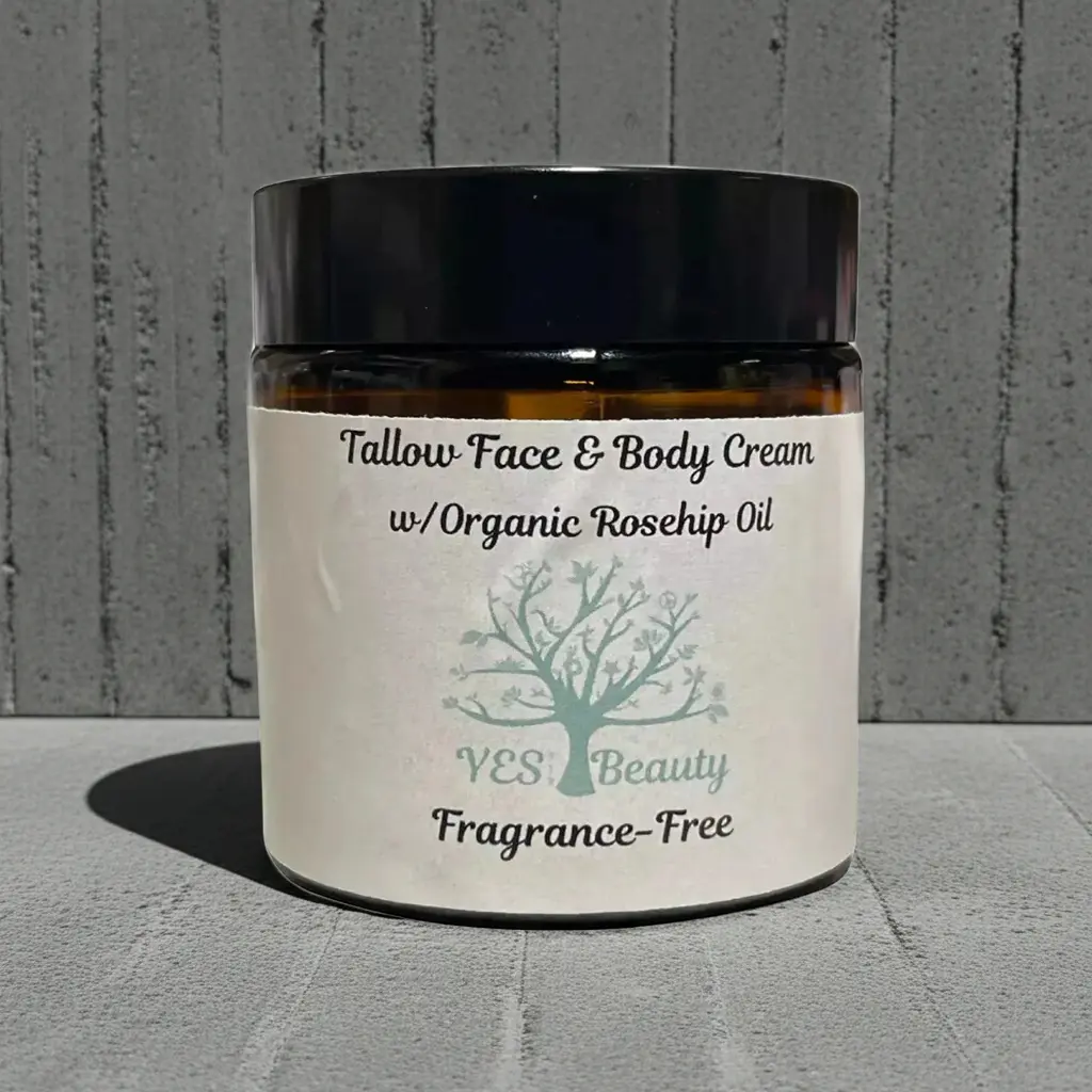 Ultimate Face & Body Tallow Cream w/Organic Rosehip, Jojoba, Argan Oils 100% Pure! Yes Beauty