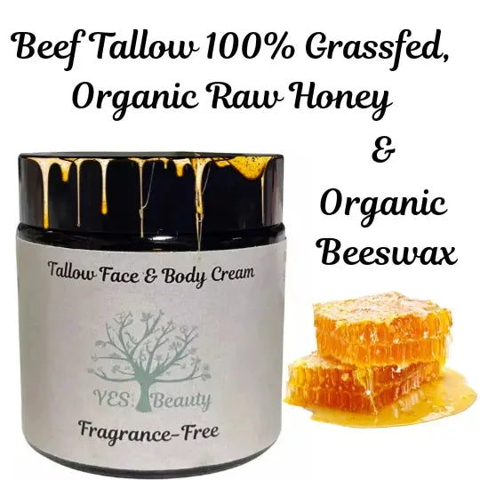 Tallow, Honey, & Beeswax Moisturizing Face & Body Cream 100% Grass Fed Beef Yes Beauty
